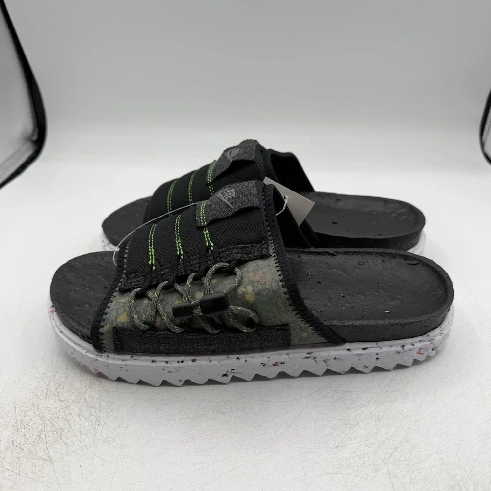 Nike Asuna Crater Slide Sandals Mens Sz 8 Black Grey White Slip On DJ4629-002